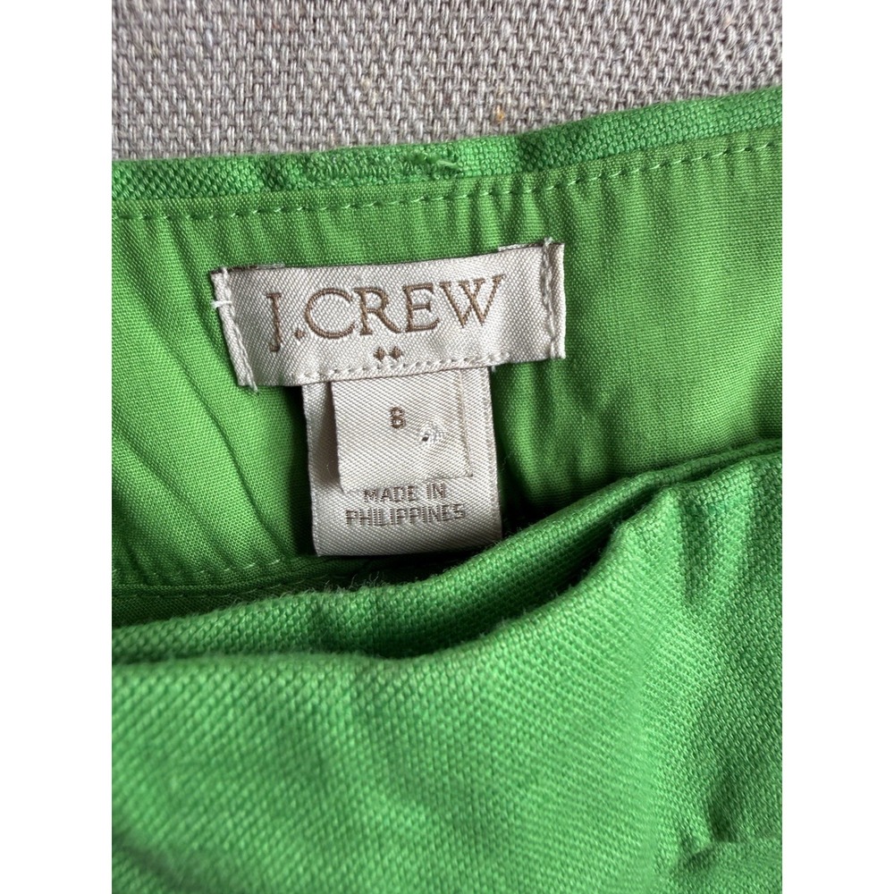 J. Crew Women's Scalloped Shorts Green Size 8 Linen Cotton Blend - Picture 2 of 3